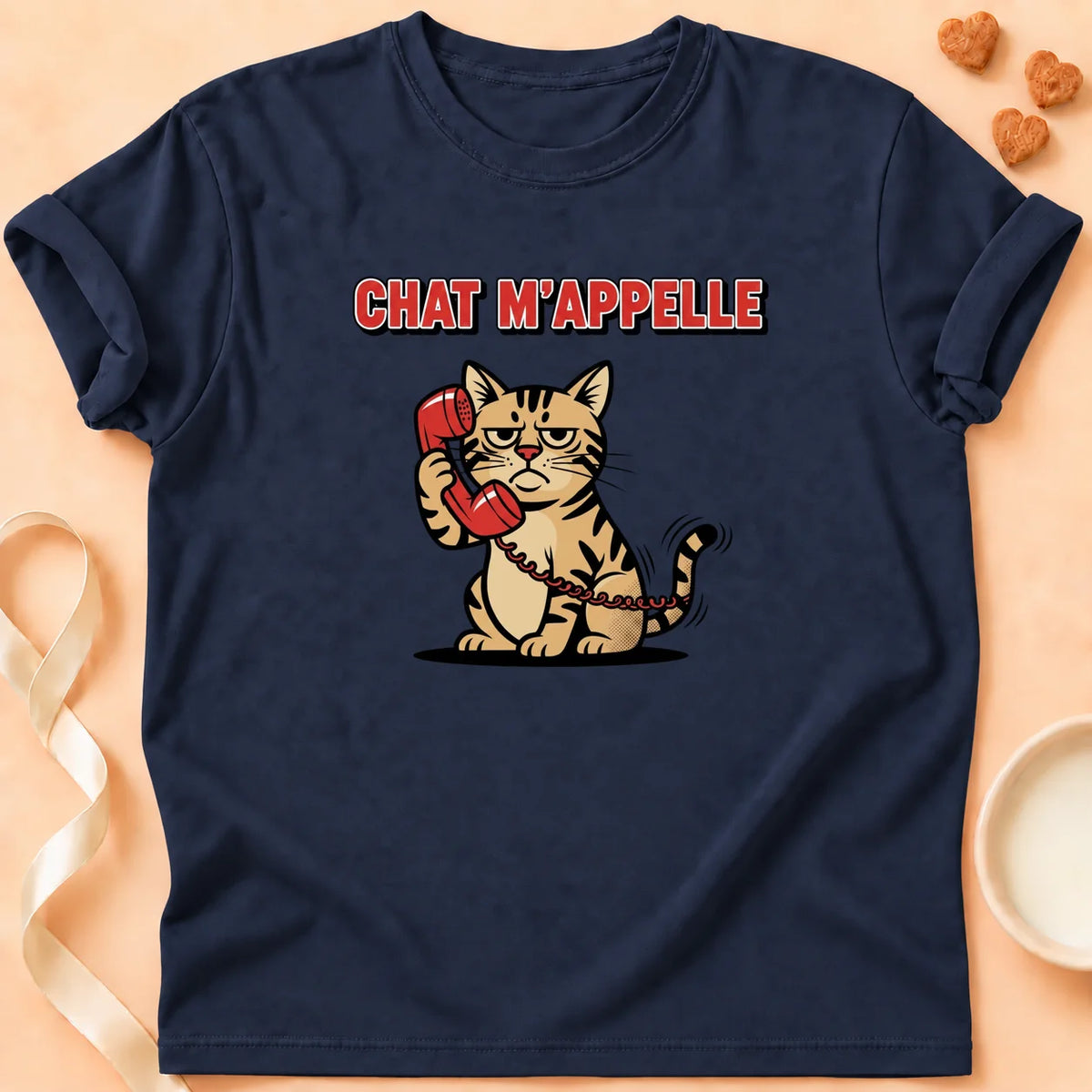 T-shirt chat Patoume – T-Shirt Appel – Bleu marine