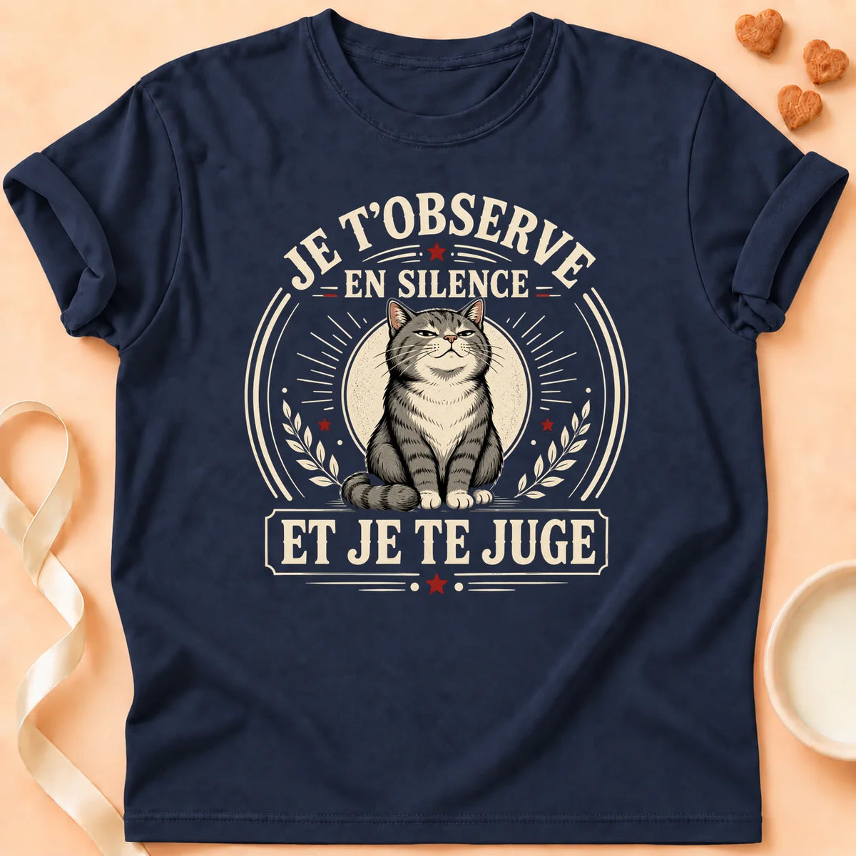 T-shirt chat Patoume – T-Shirt Jugement – Bleu marine
