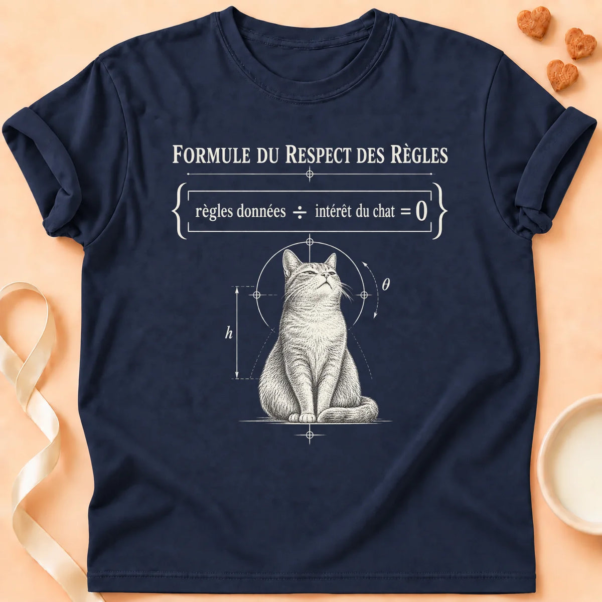 T-shirt chat Patoume – T-shirt Formule du respect – Bleu marine