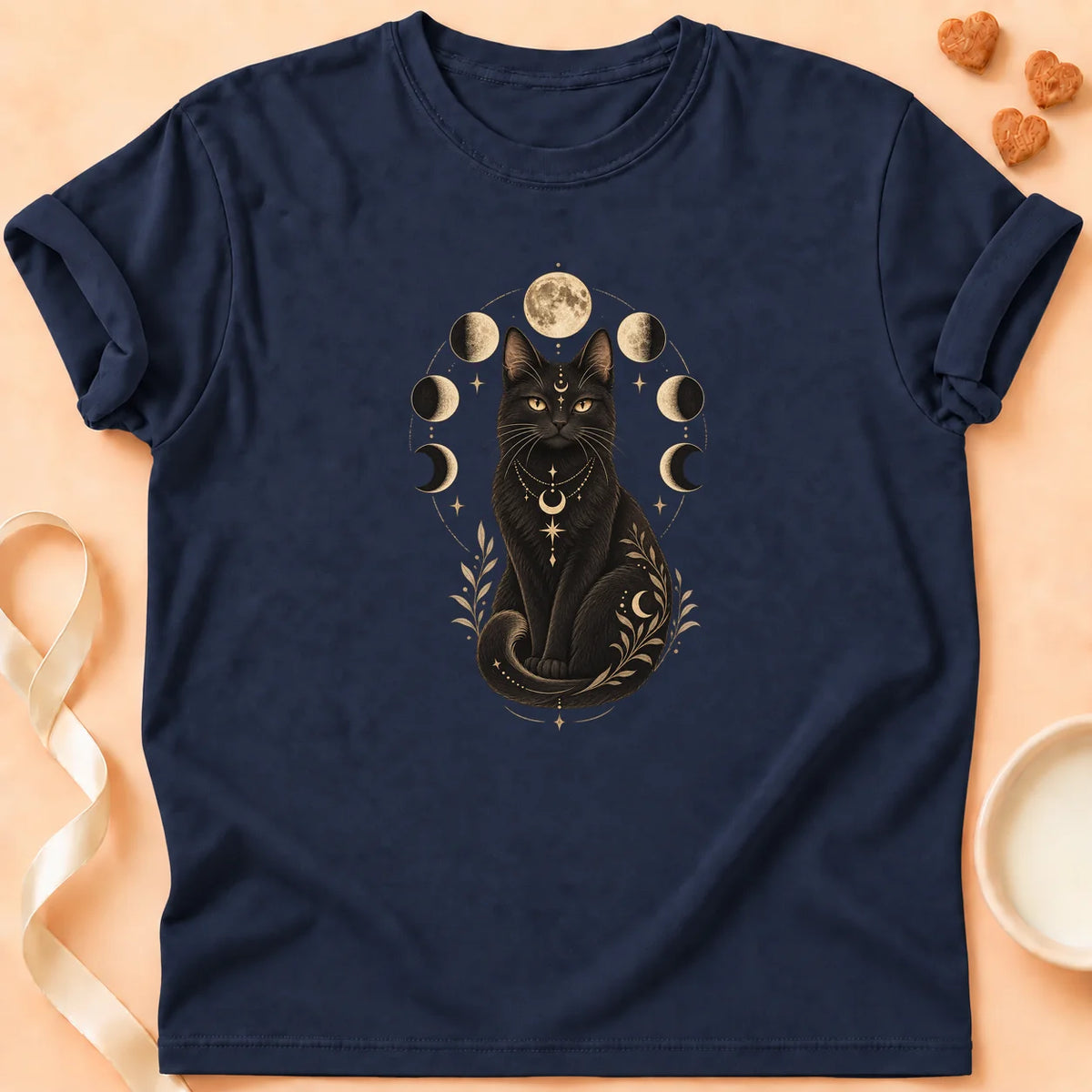 T-shirt chat Patoume – T-shirt Chat Lunaire – Bleu marine