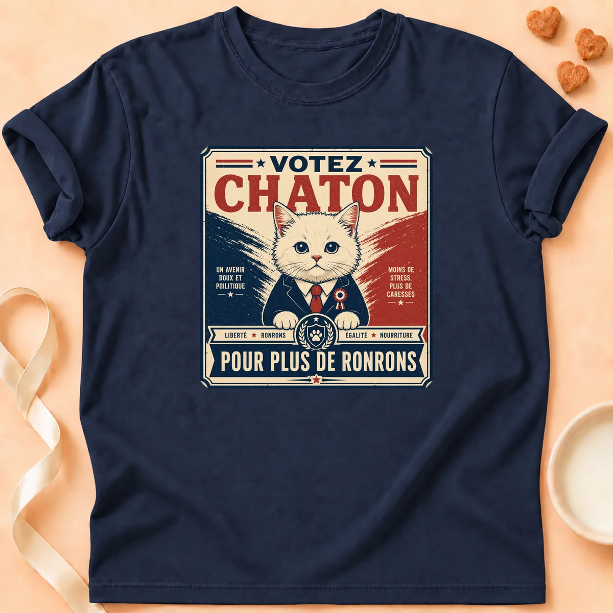 T-shirt chat Patoume – T-Shirt Vote – Bleu marine
