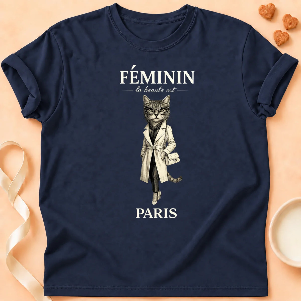T-shirt chat Patoume – T-Shirt Chic – Bleu marine