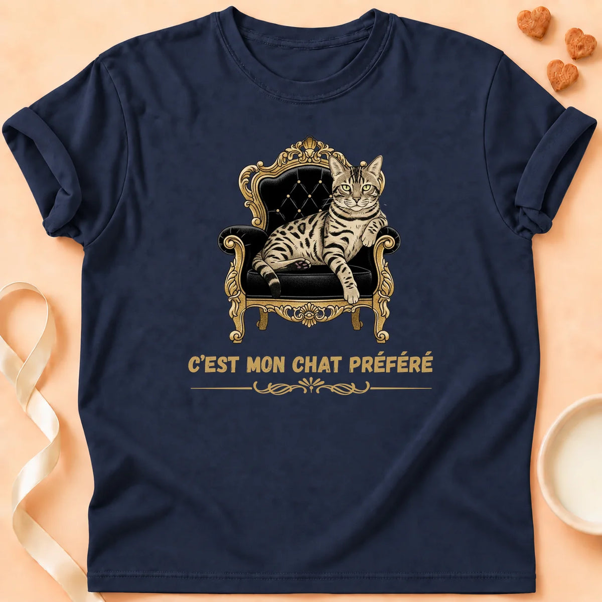 T-shirt chat Patoume – T-Shirt Préféré – Bleu marine