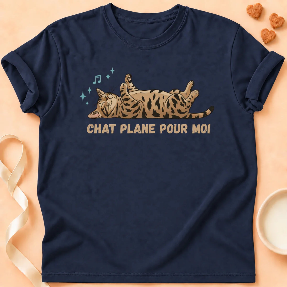 T-shirt chat Patoume – T-Shirt Plane – Bleu marine