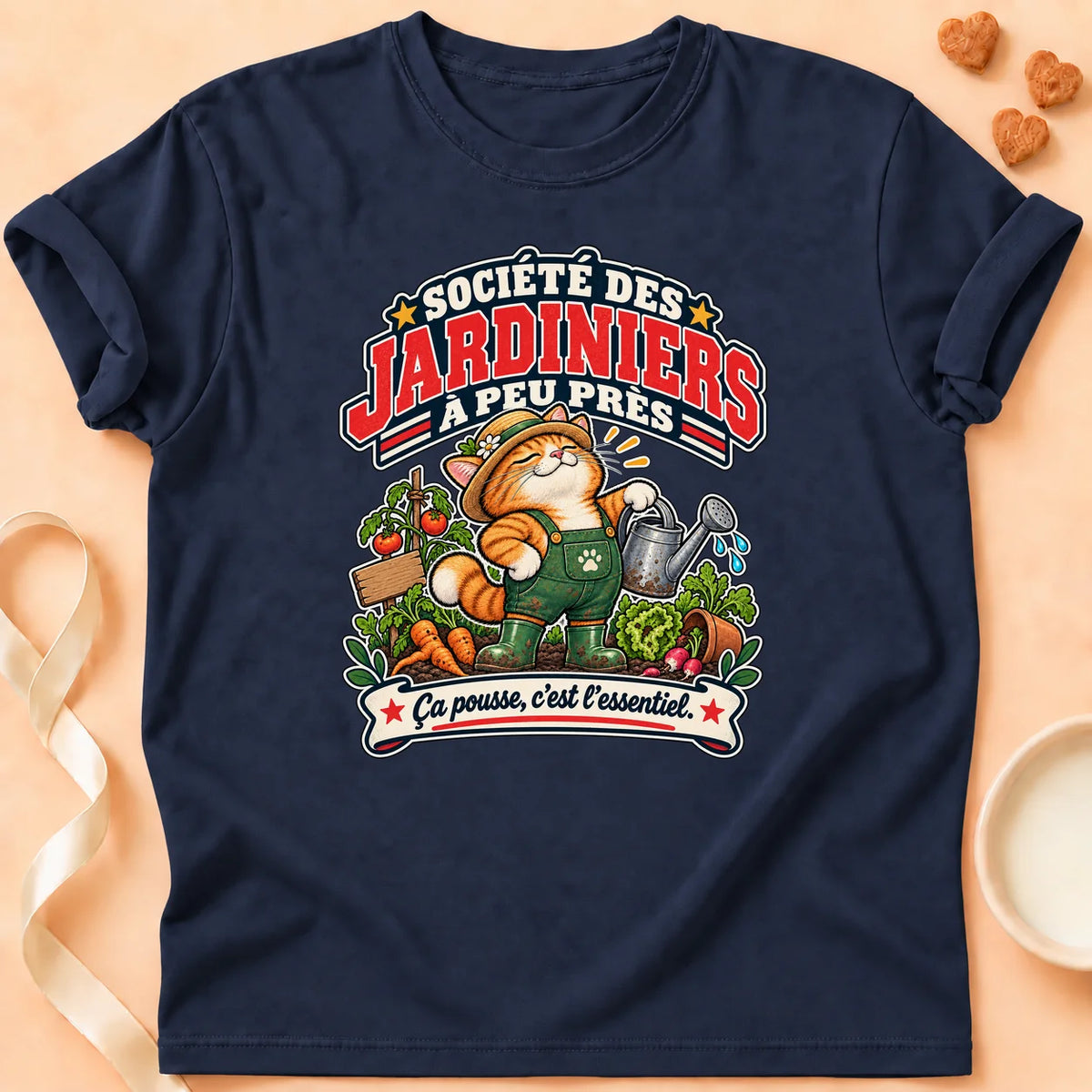 T-shirt chat Patoume – T-shirt Club des jardiniers – Bleu marine