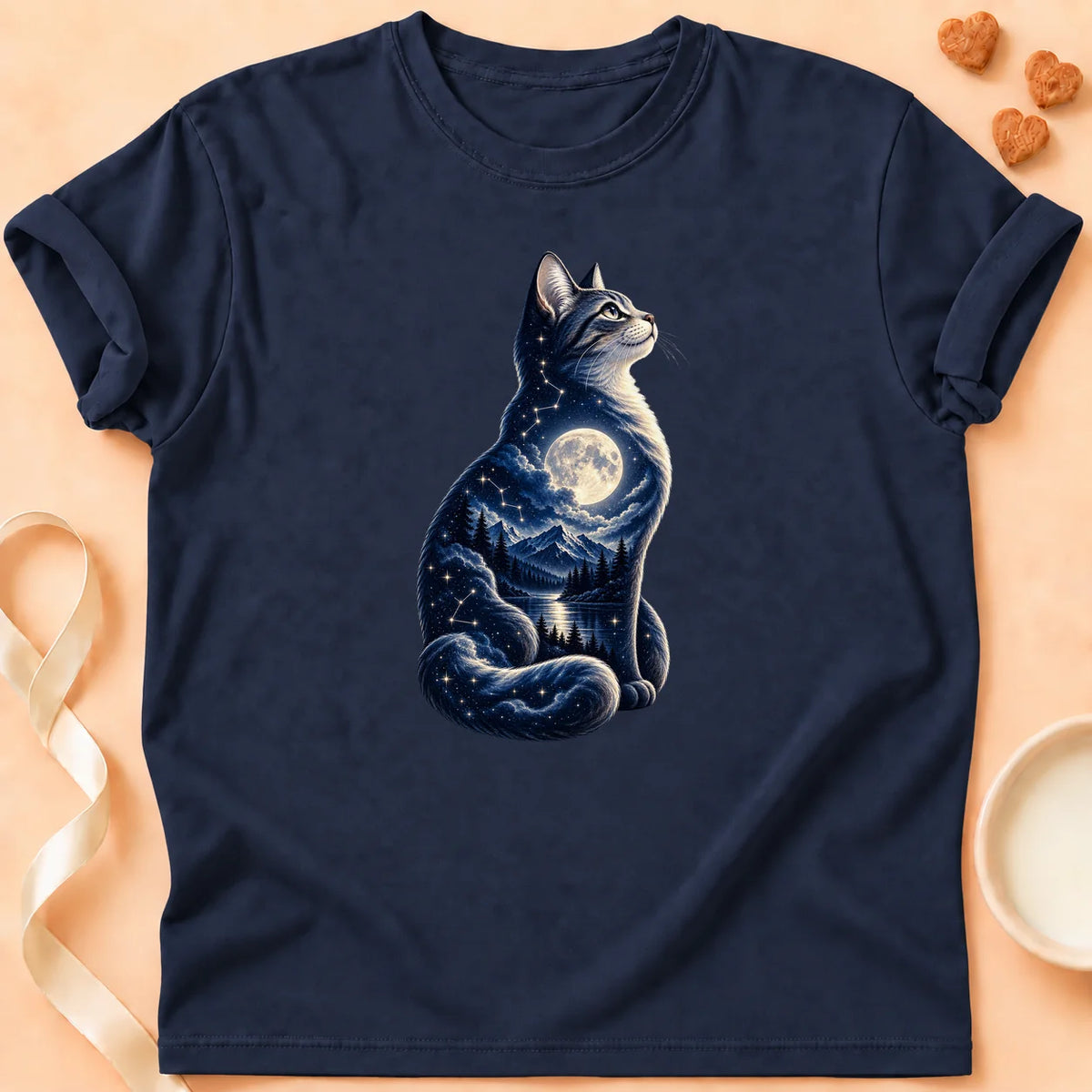 T-shirt chat Patoume – T-shirt Monde extérieur – Bleu marine