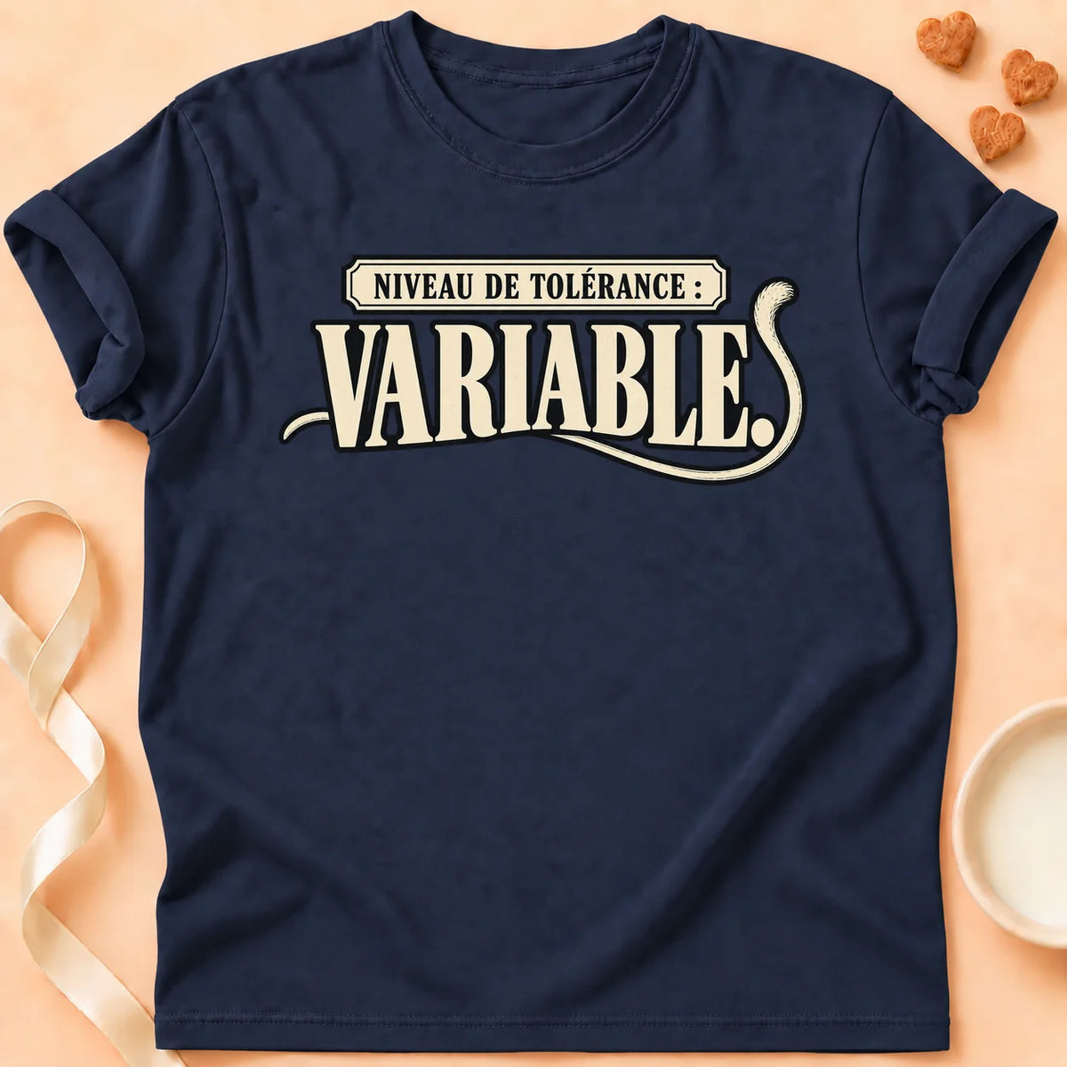 T-shirt chat Patoume – T-shirt Niveau de tolérance – Bleu marine
