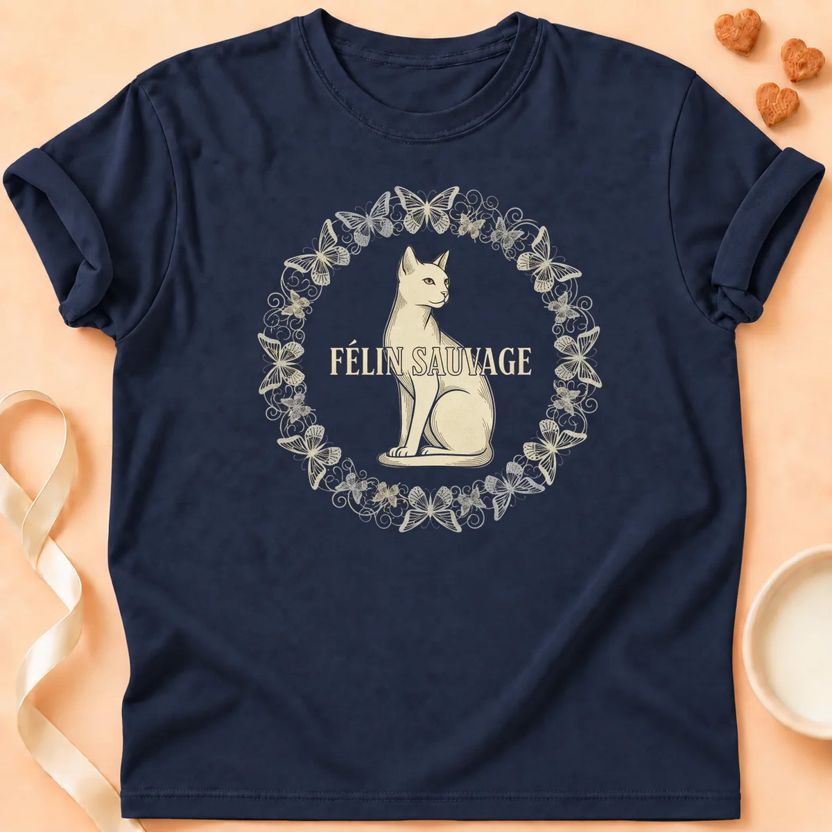 T-shirt chat Patoume – T-Shirt Sauvage – Bleu marine