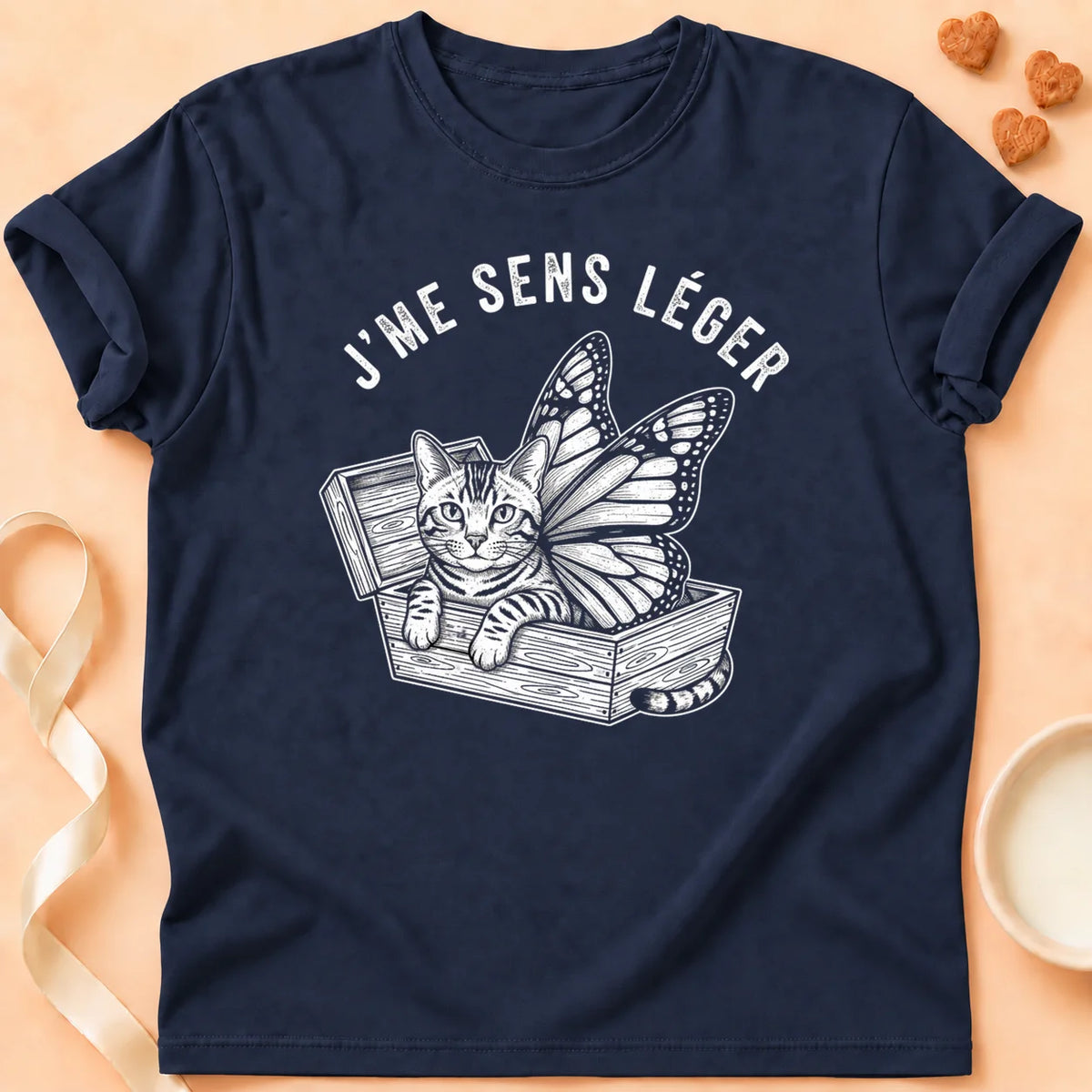 T-shirt chat Patoume – T-Shirt Léger – Bleu marine
