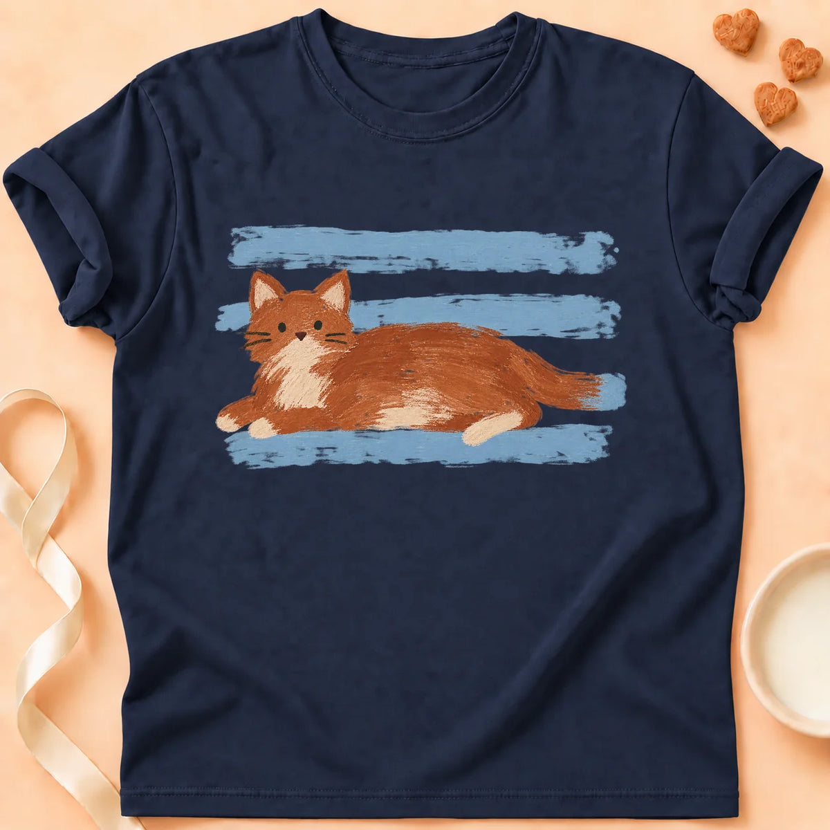 T-shirt chat Patoume – T-shirt Chat naif – Bleu marine
