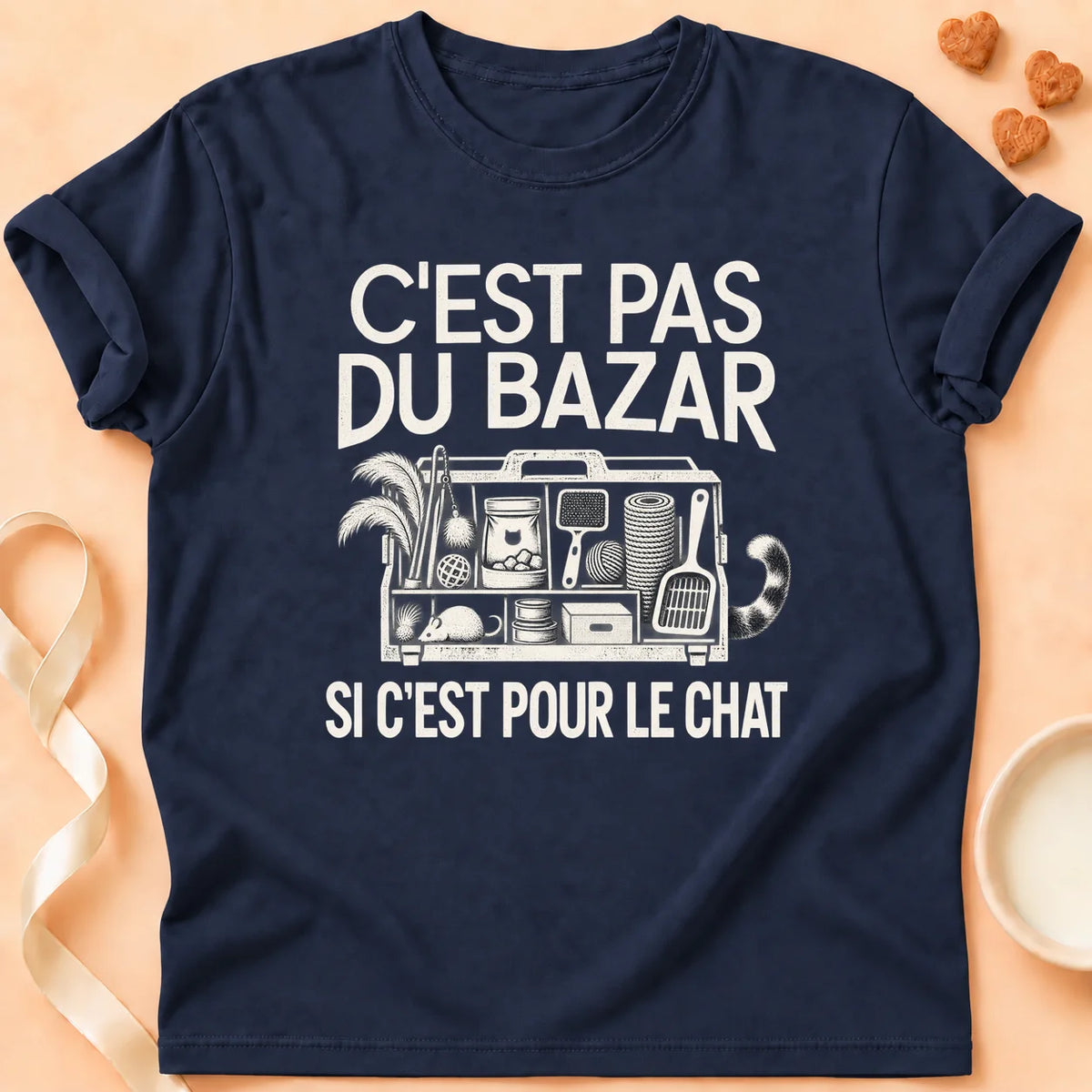 T-shirt chat Patoume – T-shirt C’est pas du bazar – Bleu marine