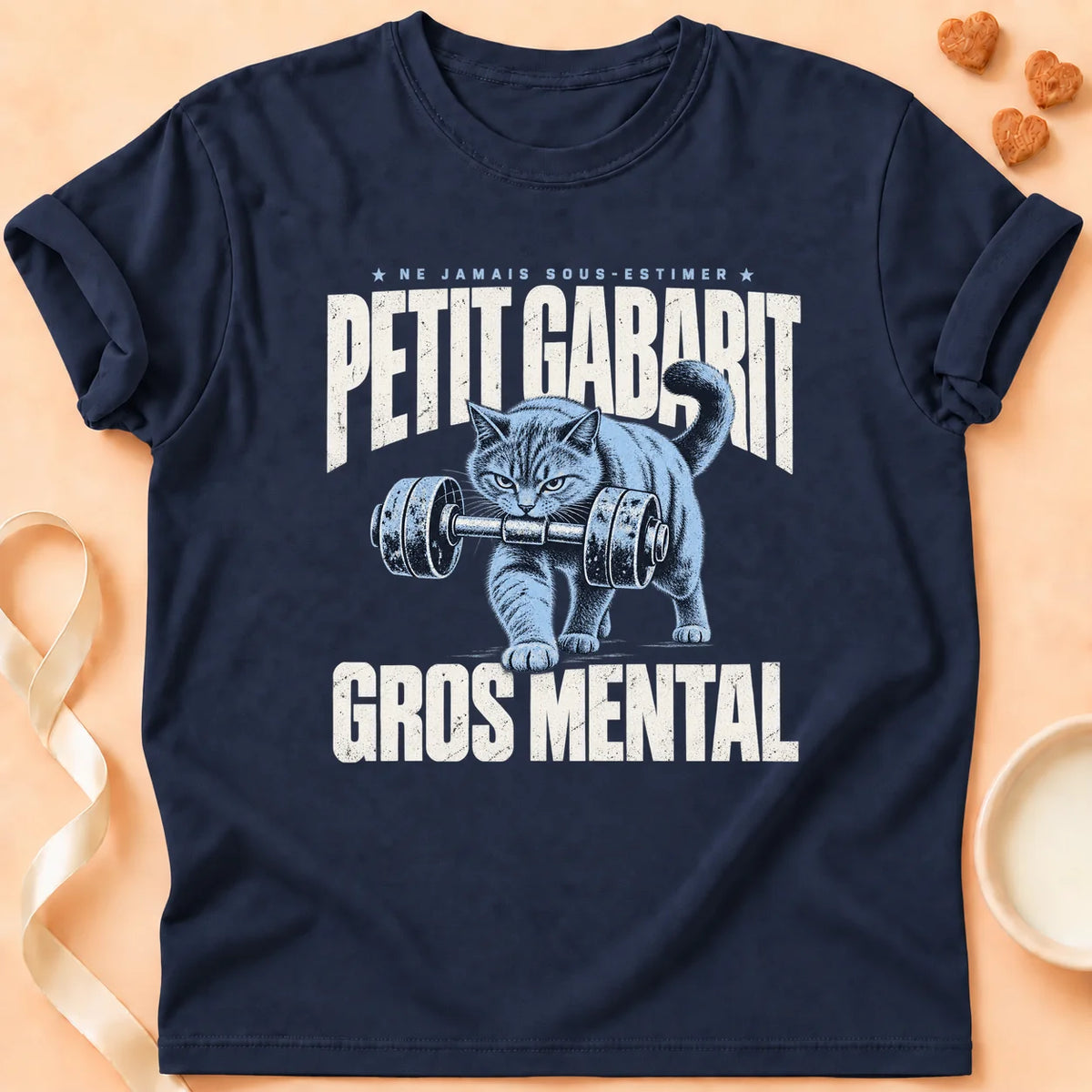 T-shirt chat Patoume – T-shirt Petit gabarit – Bleu marine