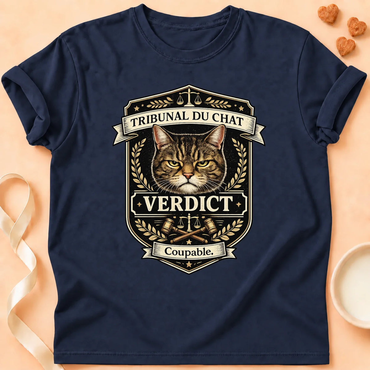 T-shirt chat Patoume – T-Shirt Tribunal – Bleu marine