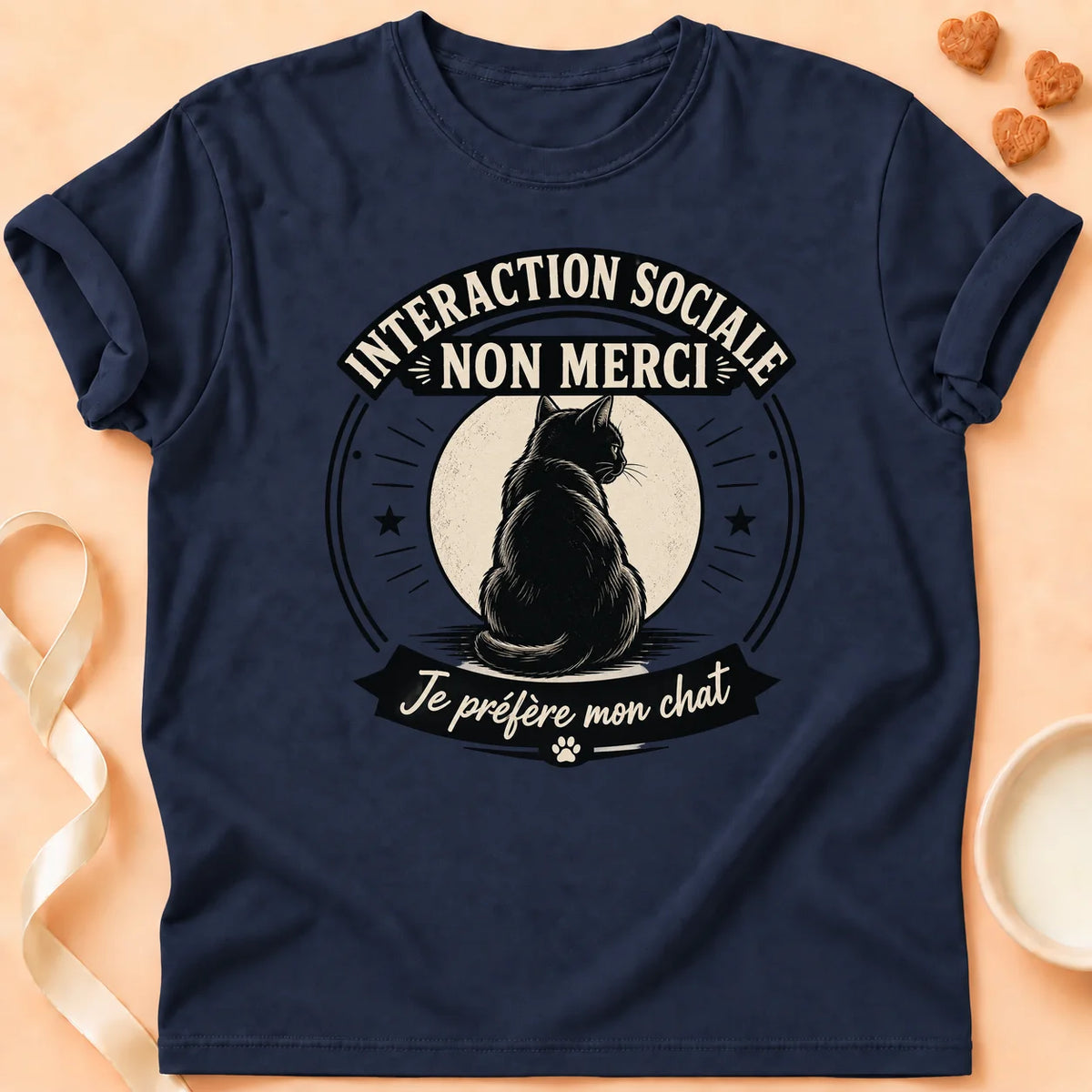T-shirt chat Patoume – T-Shirt AntiSocial – Bleu marine