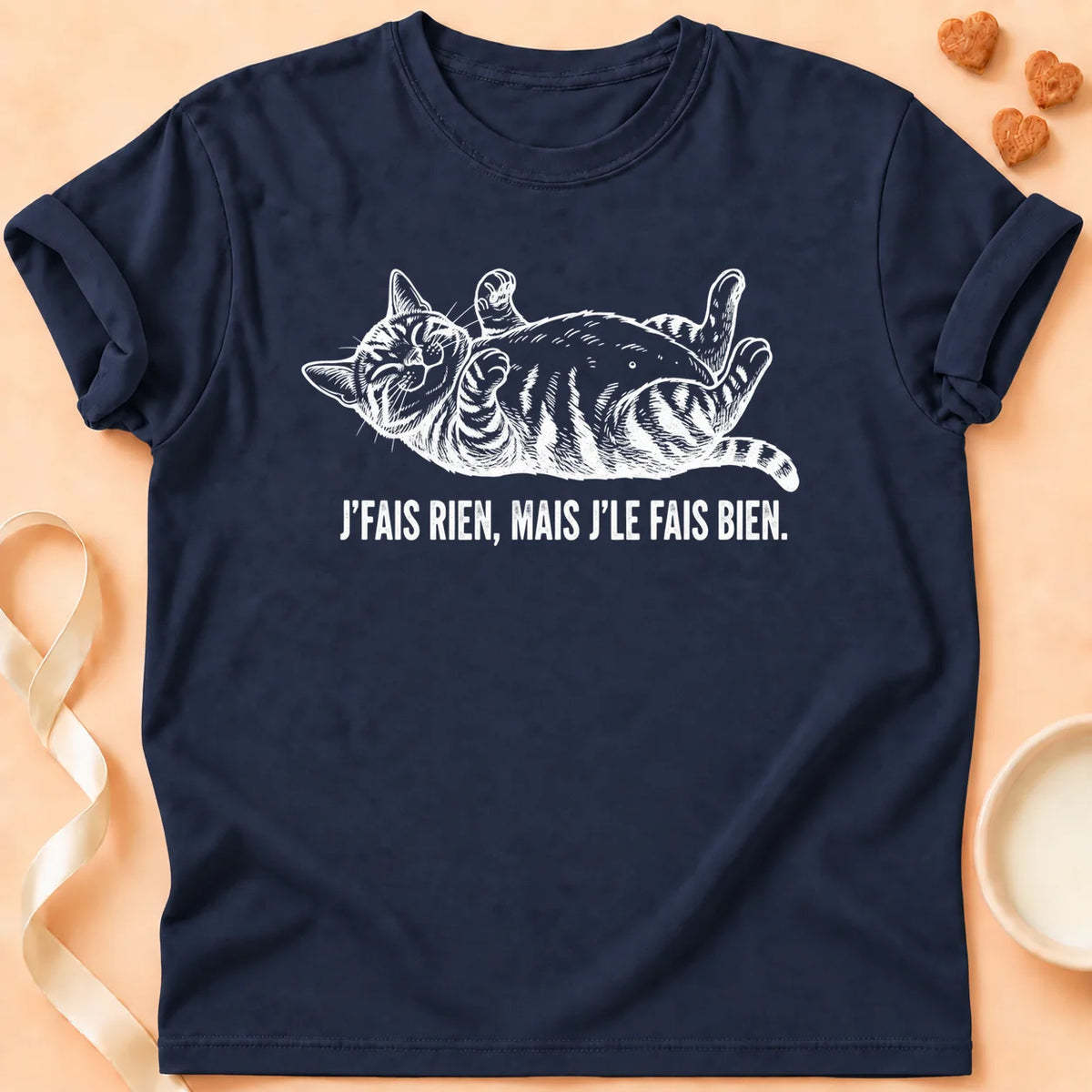T-shirt chat Patoume – T-Shirt Bienrien – Bleu marine