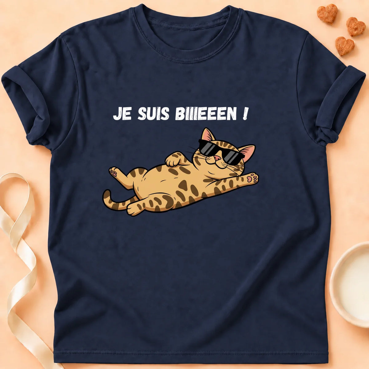 T-shirt chat Patoume – T-Shirt Bien – Bleu marine