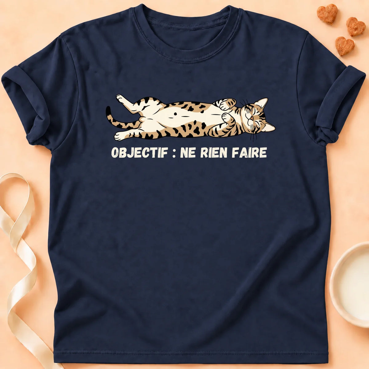 T-shirt chat Patoume – T-Shirt Objectif – Bleu marine