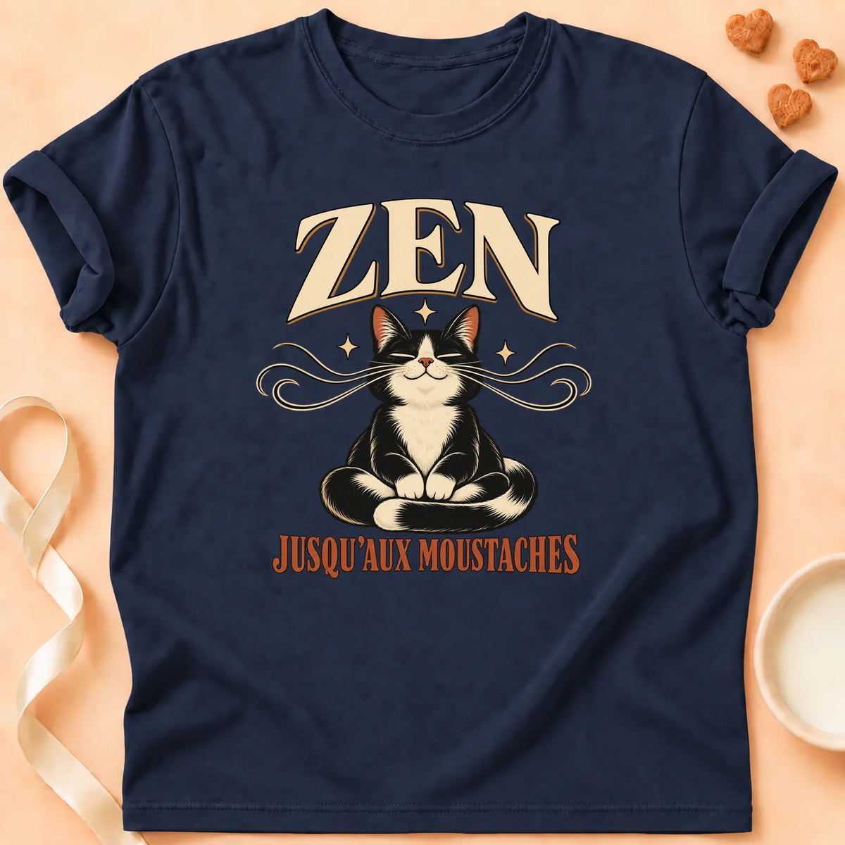 T-shirt chat Patoume – T-shirt Zen – Bleu marine