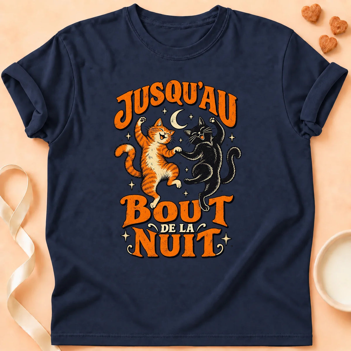 T-shirt chat Patoume – T-shirt Jusqu’au bout – Bleu marine