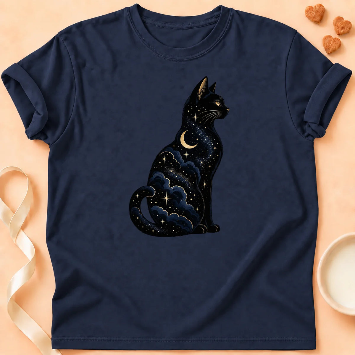 T-shirt chat Patoume – T-shirt Chat Cosmique – Bleu marine