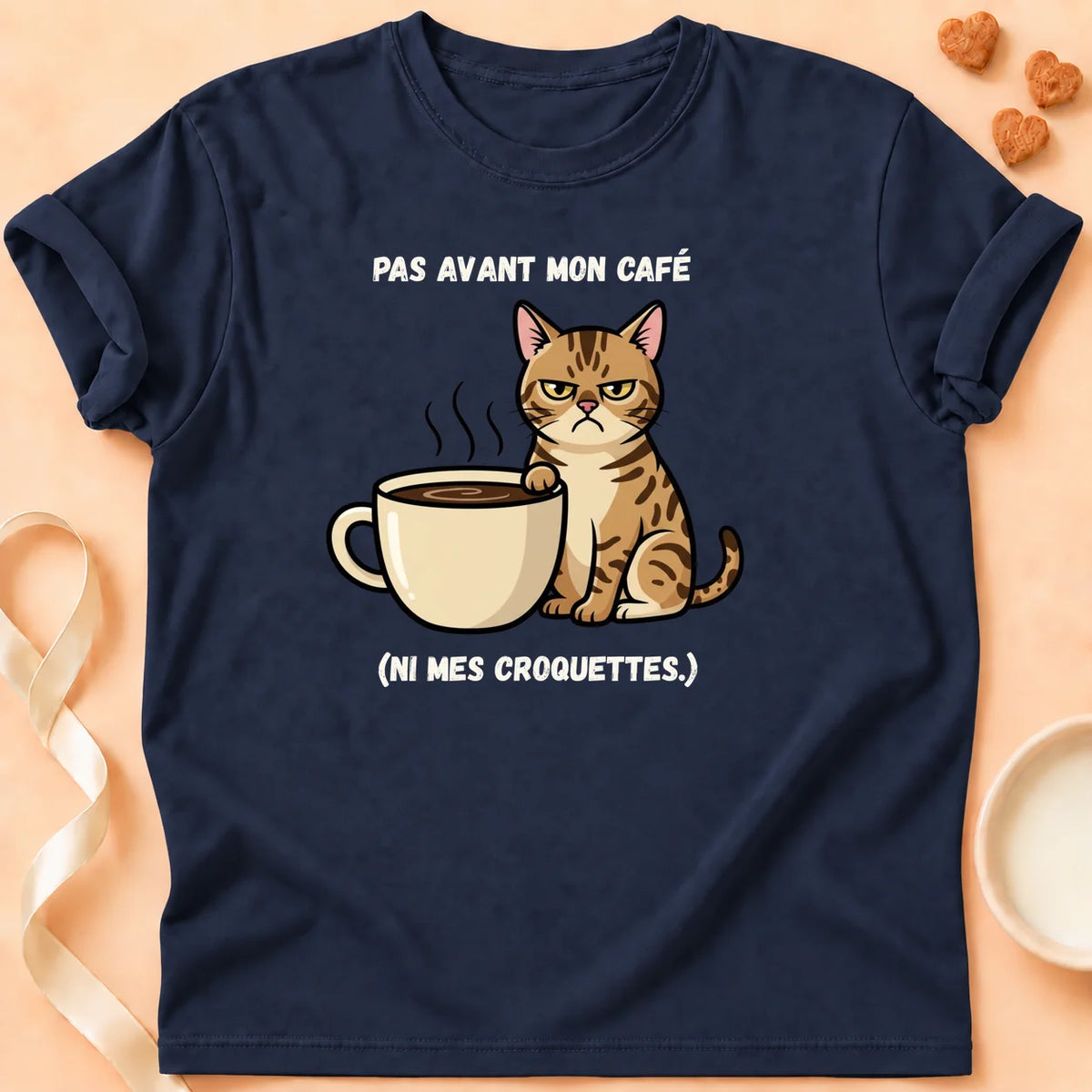T-shirt chat Patoume – T-Shirt Café – Bleu marine
