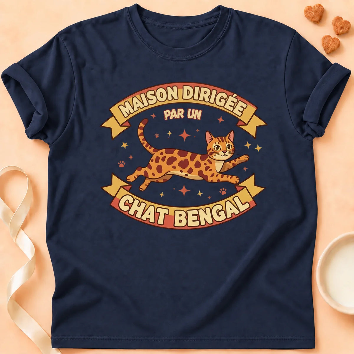 T-shirt chat Patoume – T-Shirt BenBen – Bleu marine