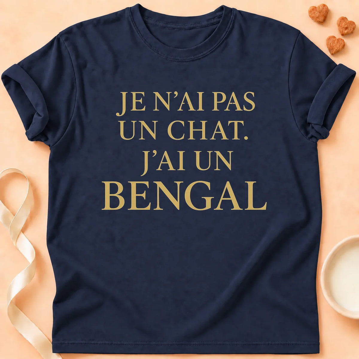 T-shirt chat Patoume – T-Shirt Bengal – Bleu marine