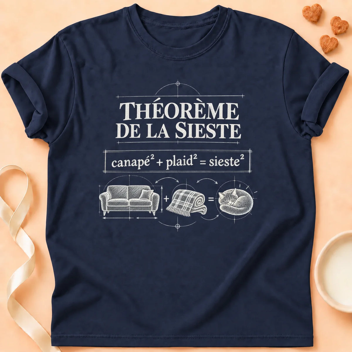 T-shirt chat Patoume – T-shirt Théorème sieste – Bleu marine