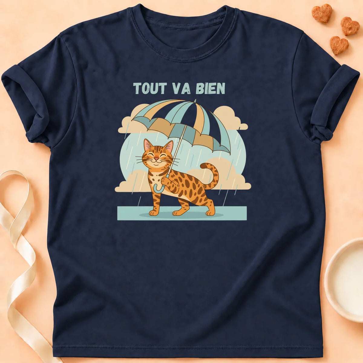 T-shirt chat Patoume – T-Shirt Bueno – Bleu marine
