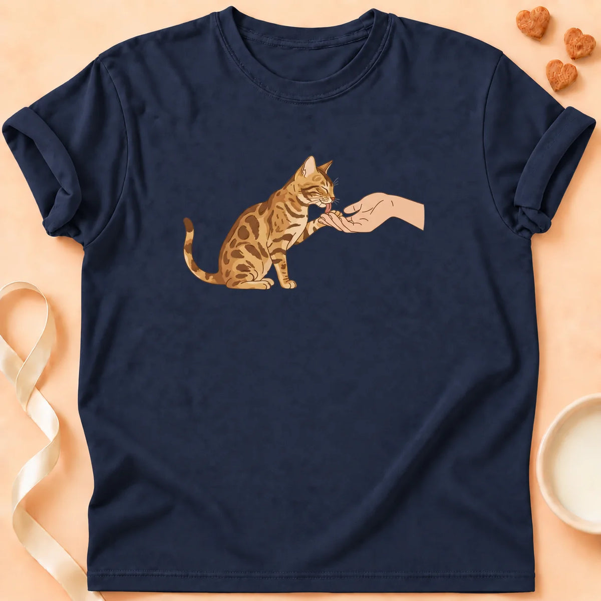 T-shirt chat Patoume – T-Shirt Lien – Bleu marine