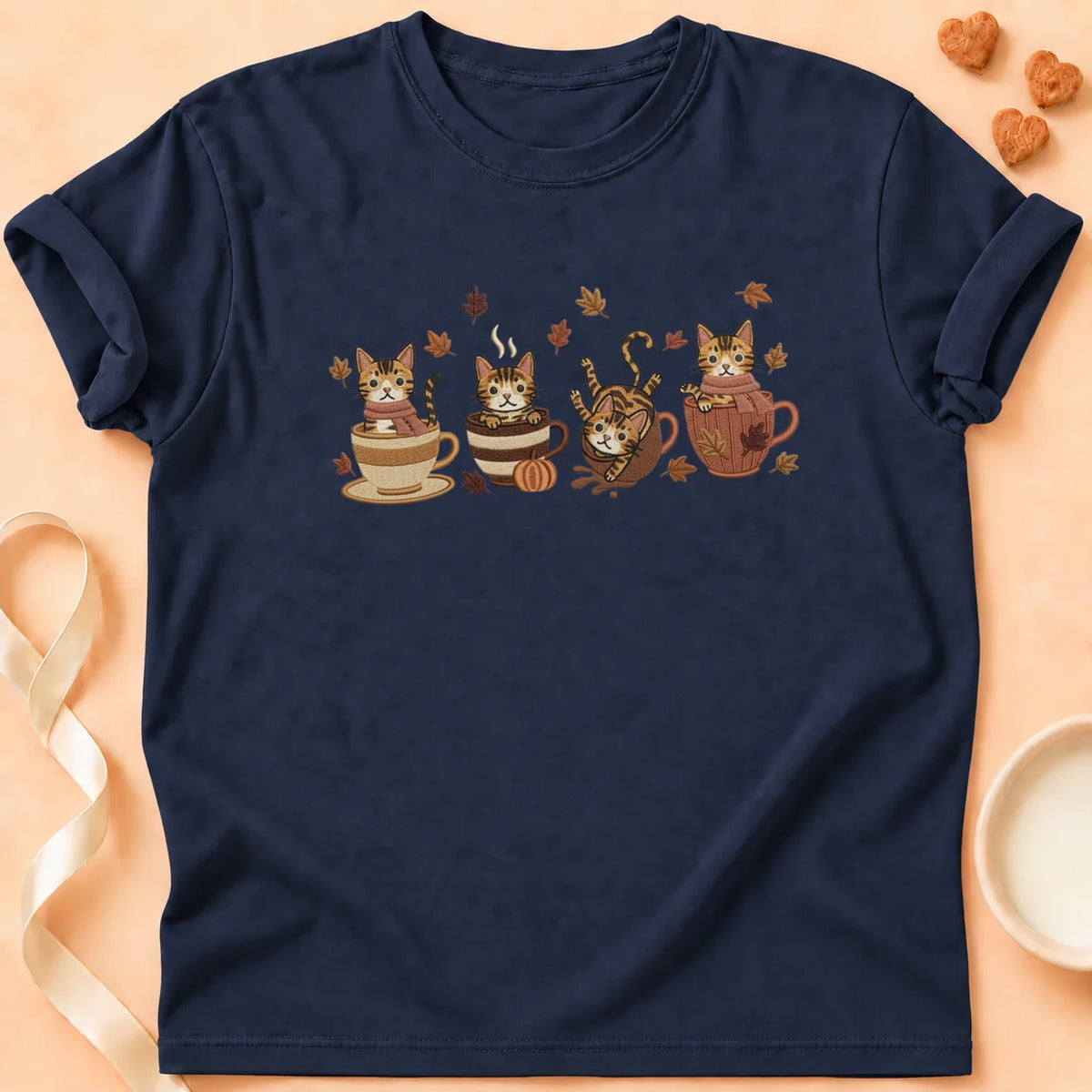 T-shirt chat Patoume – T-Shirt Automne – Bleu marine