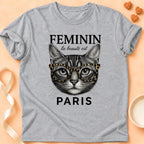 T-shirt chat Patoume – T-Shirt Feminin – Gris