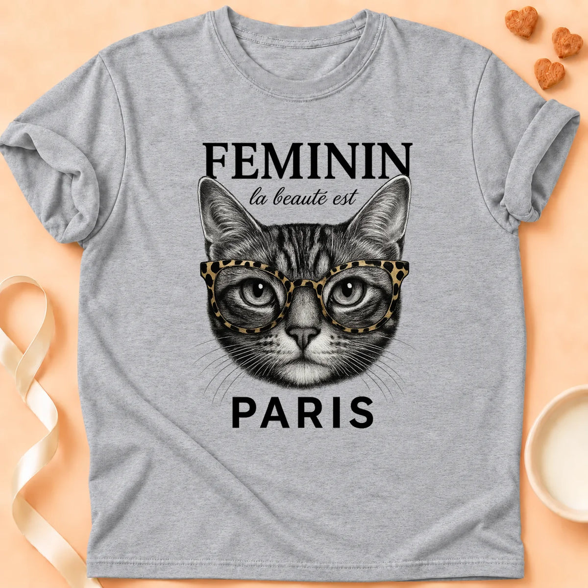 T-shirt chat Patoume – T-Shirt Feminin – Gris