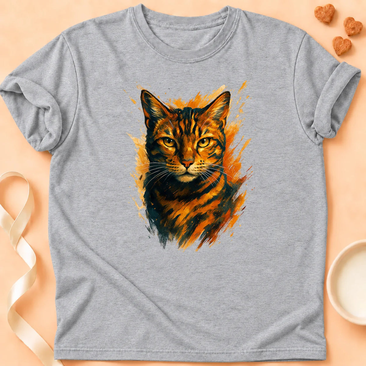 T-shirt chat Patoume – T-Shirt Peinture – Gris