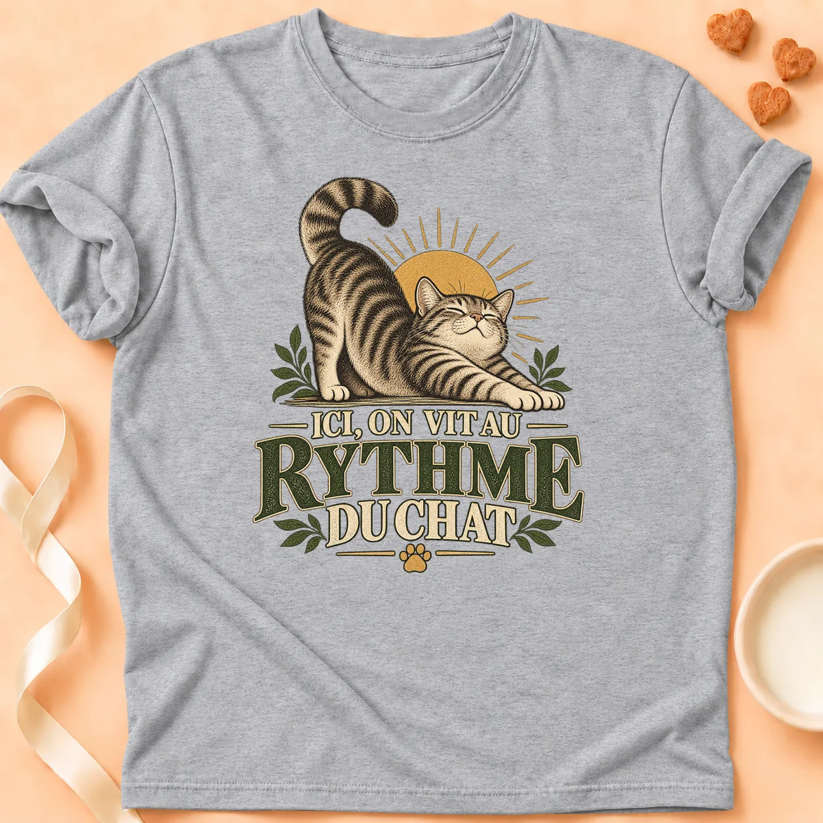 T-shirt chat Patoume – T-shirt Son rythme – Gris