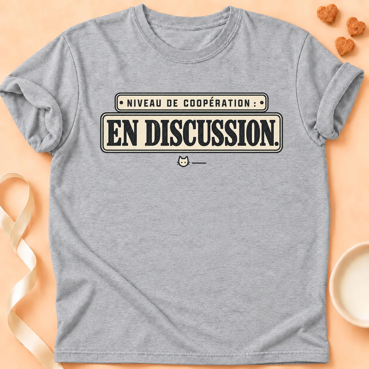 T-shirt chat Patoume – T-shirt Niveau de coopération – Gris