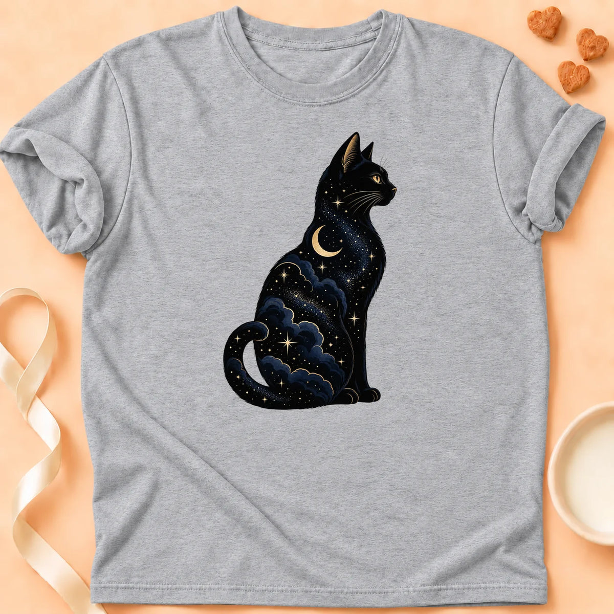 T-shirt chat Patoume – T-shirt Chat Cosmique – Gris