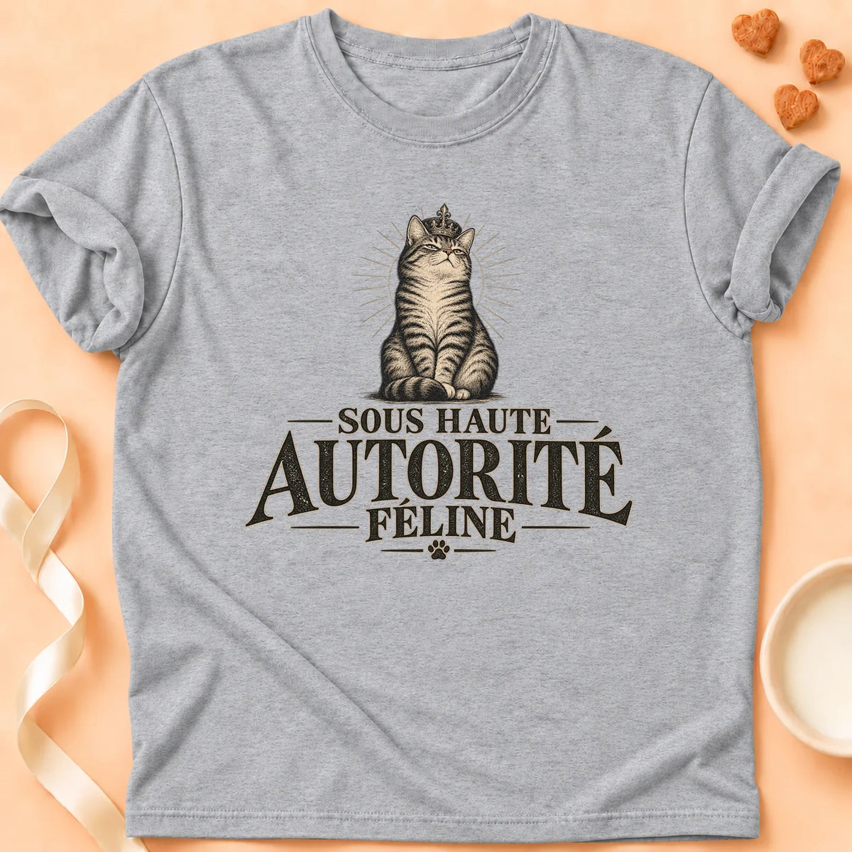 T-shirt chat Patoume – T-shirt Sous autorité – Gris