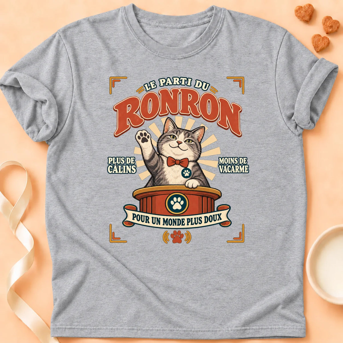 T-shirt chat Patoume – T-shirt Parti Ronron – Gris