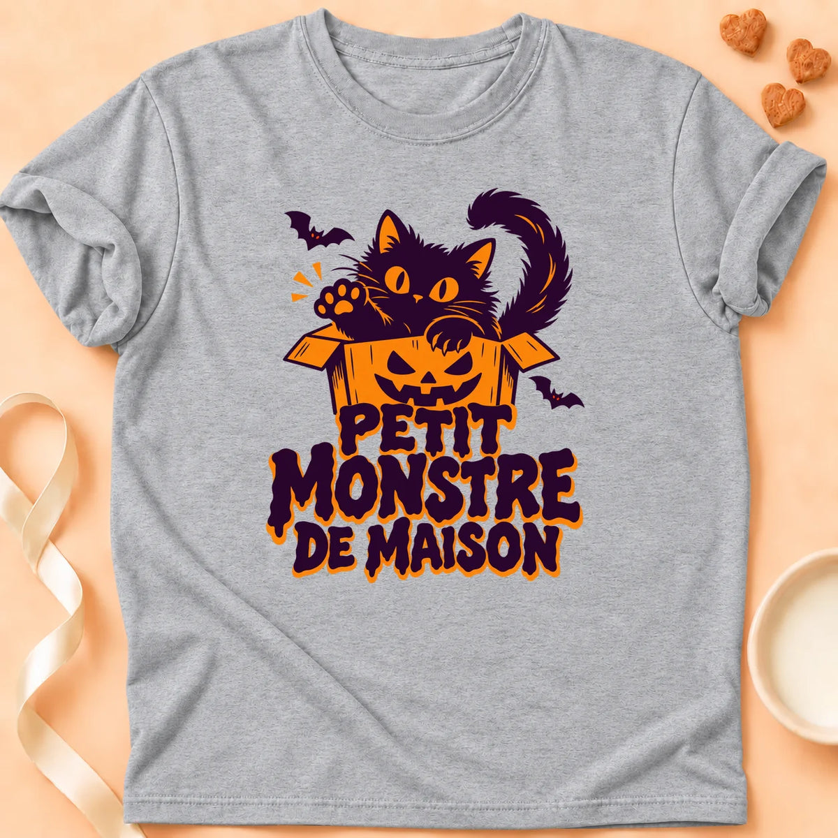 T-shirt chat Patoume – T-shirt Petit monstre – Gris