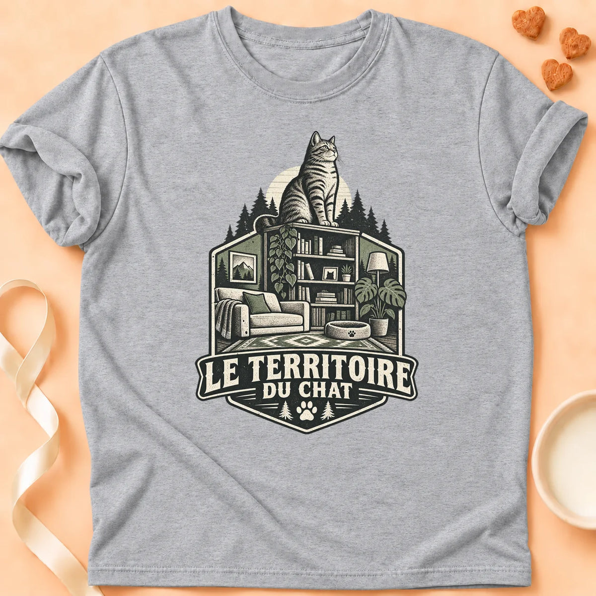 T-shirt chat Patoume – T-shirt Son territoire – Gris