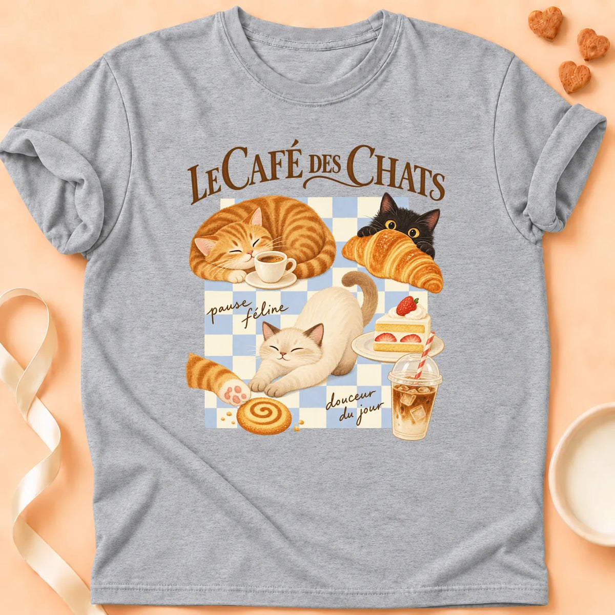T-shirt chat Patoume – T-shirt Café des chats – Gris