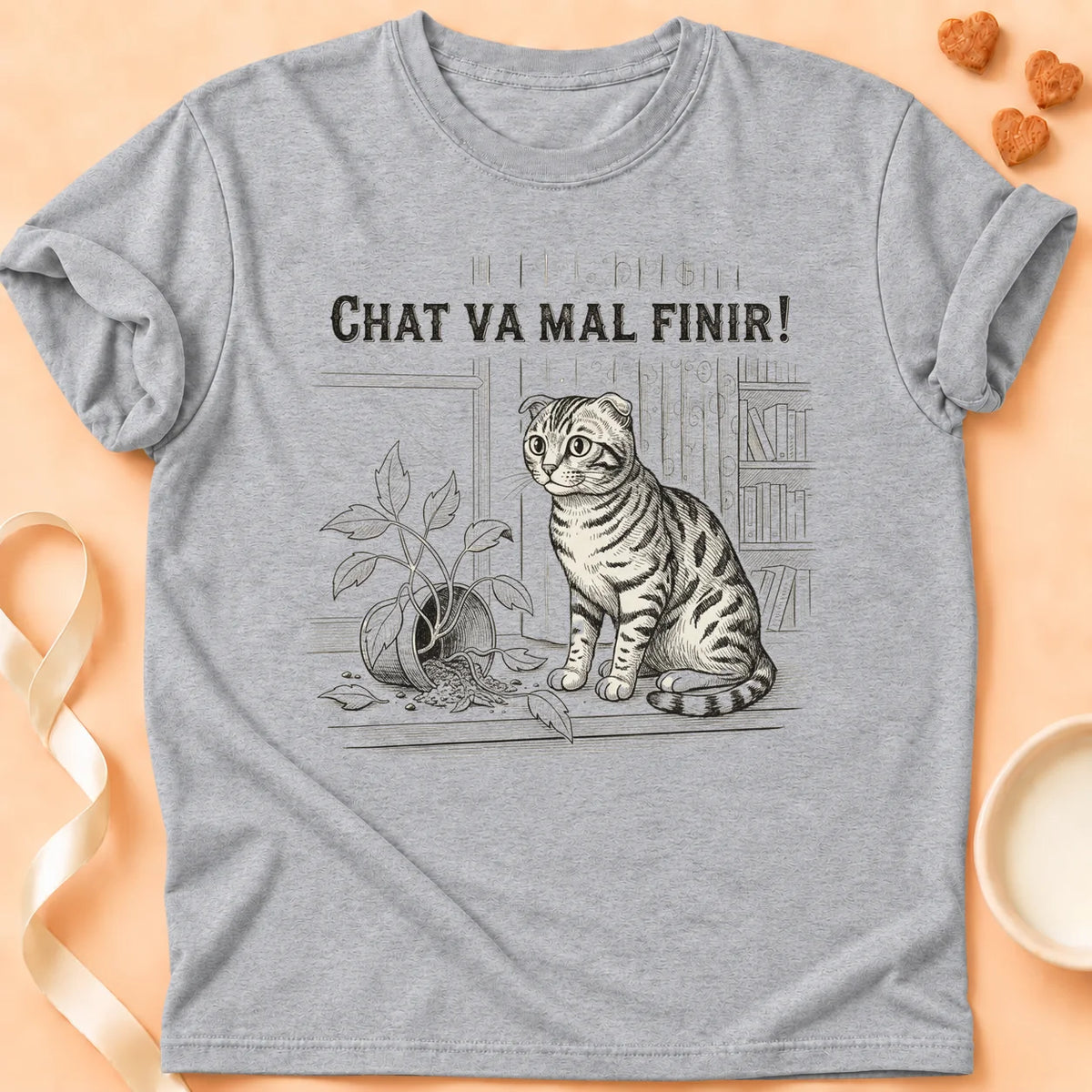 T-shirt chat Patoume – T-Shirt Chava – Gris