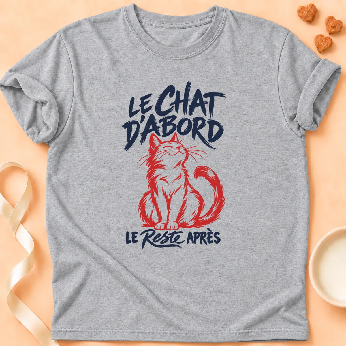 T-shirt chat Patoume – T-shirt Le chat d’abord – Gris