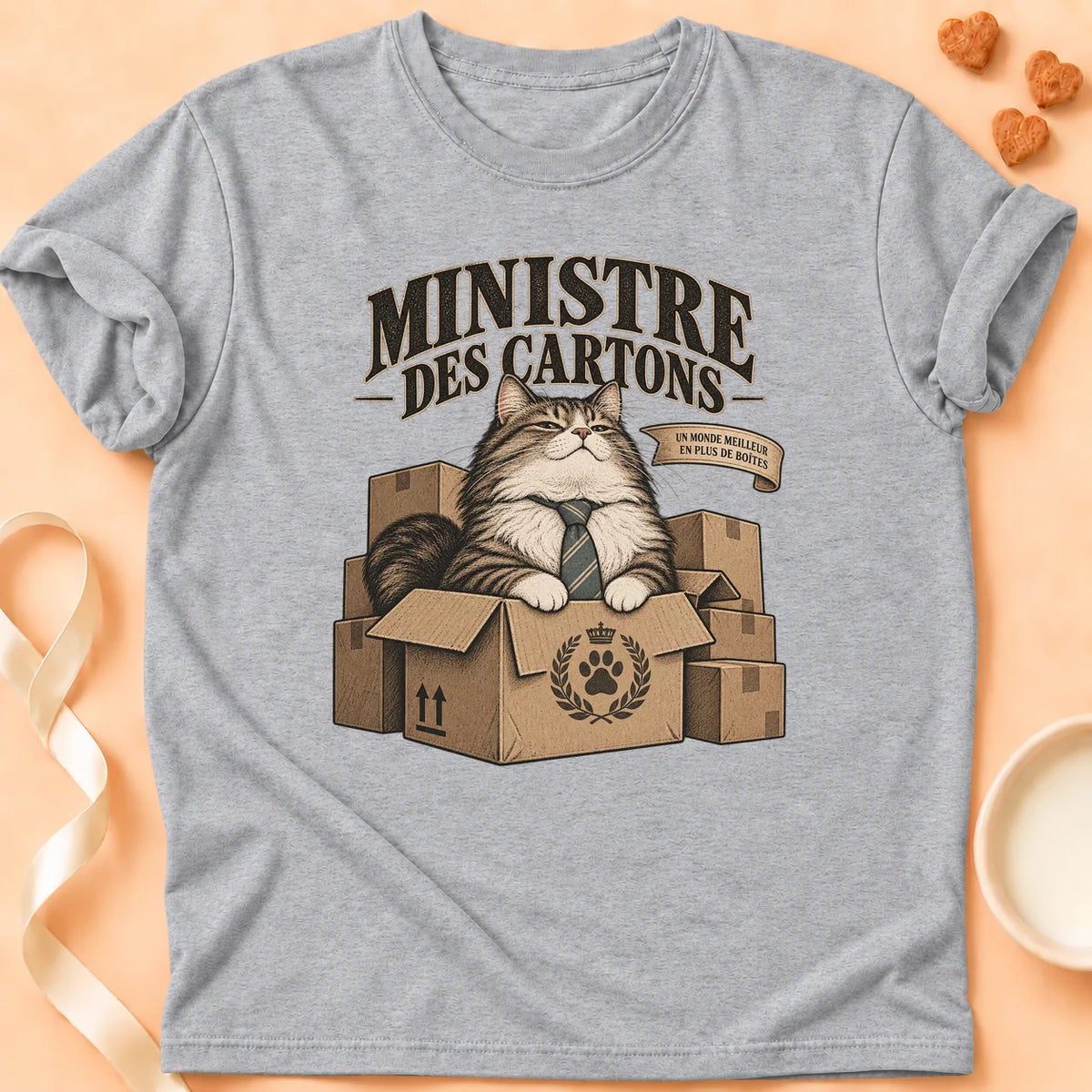 T-shirt chat Patoume – T-shirt Ministre des cartons – Gris
