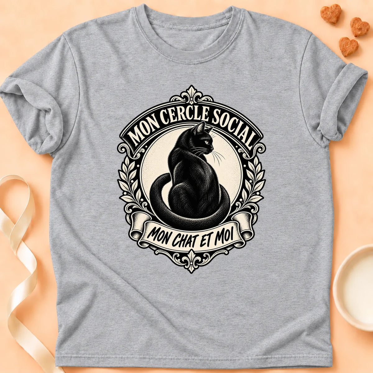 T-shirt chat Patoume – T-shirt Cercle social – Gris