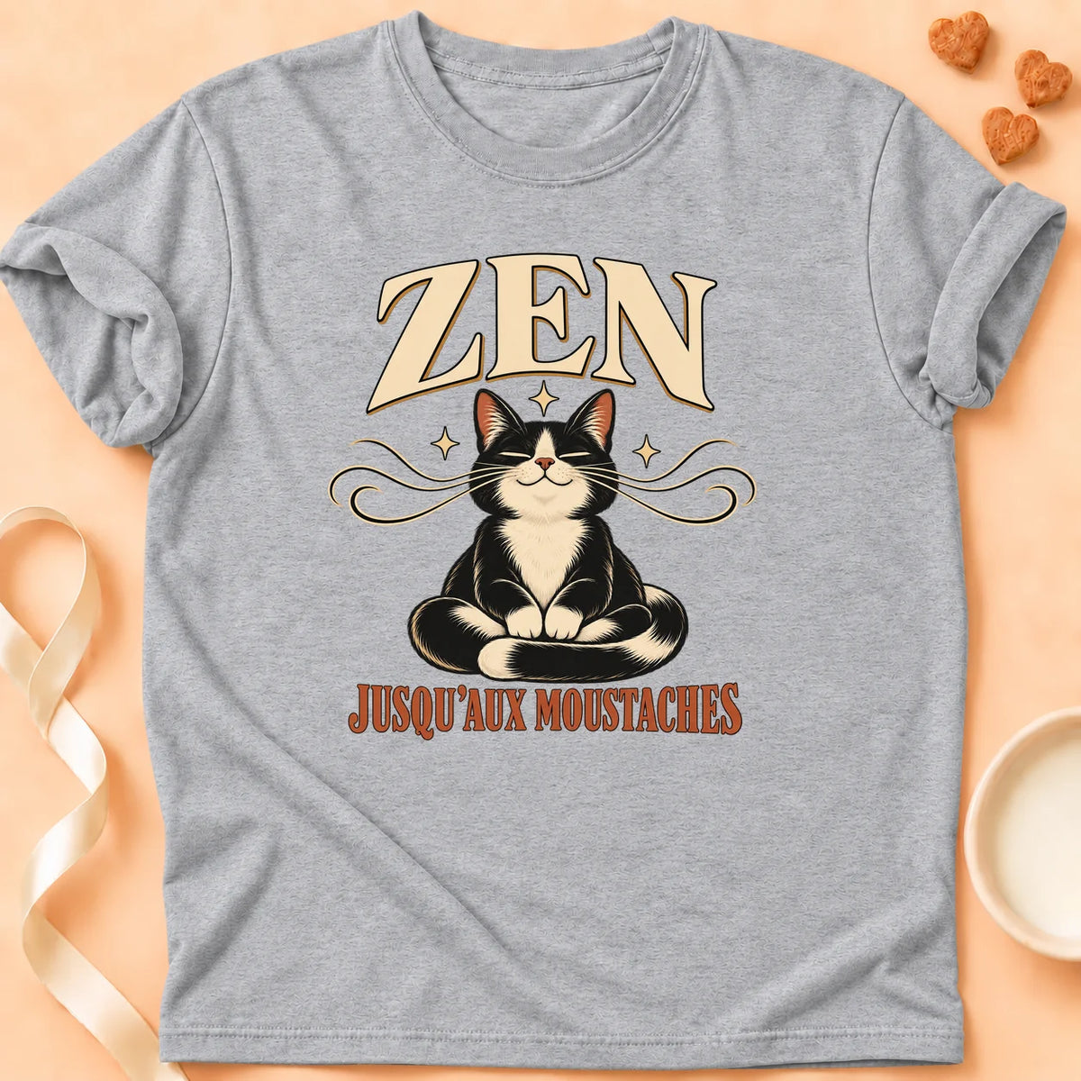 T-shirt chat Patoume – T-shirt Zen – Gris