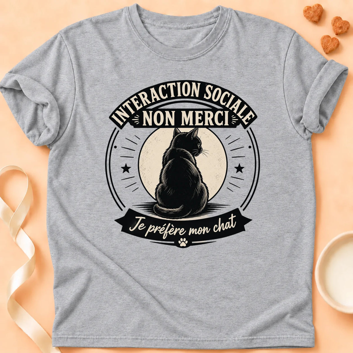 T-shirt chat Patoume – T-Shirt AntiSocial – Gris