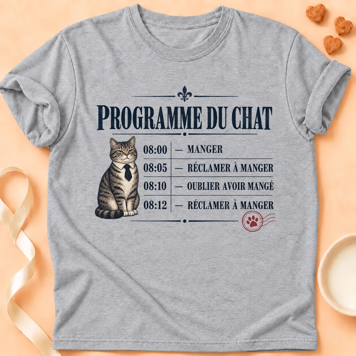 T-shirt chat Patoume – T-shirt Programme du Chat – Gris