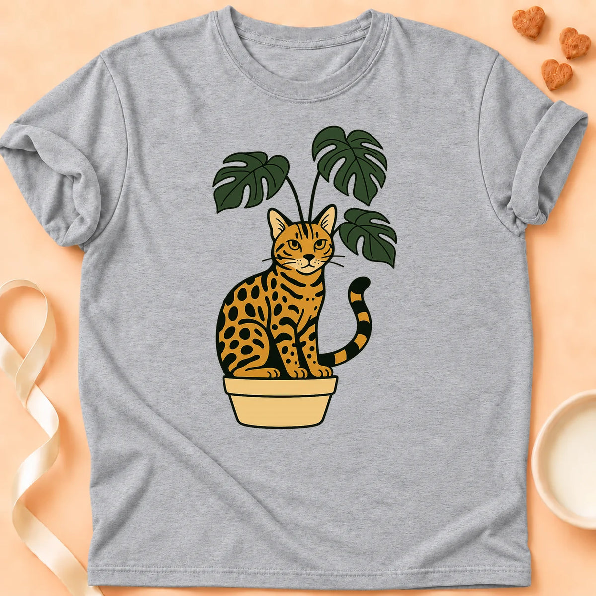 T-shirt chat Patoume – T-Shirt Plante – Gris